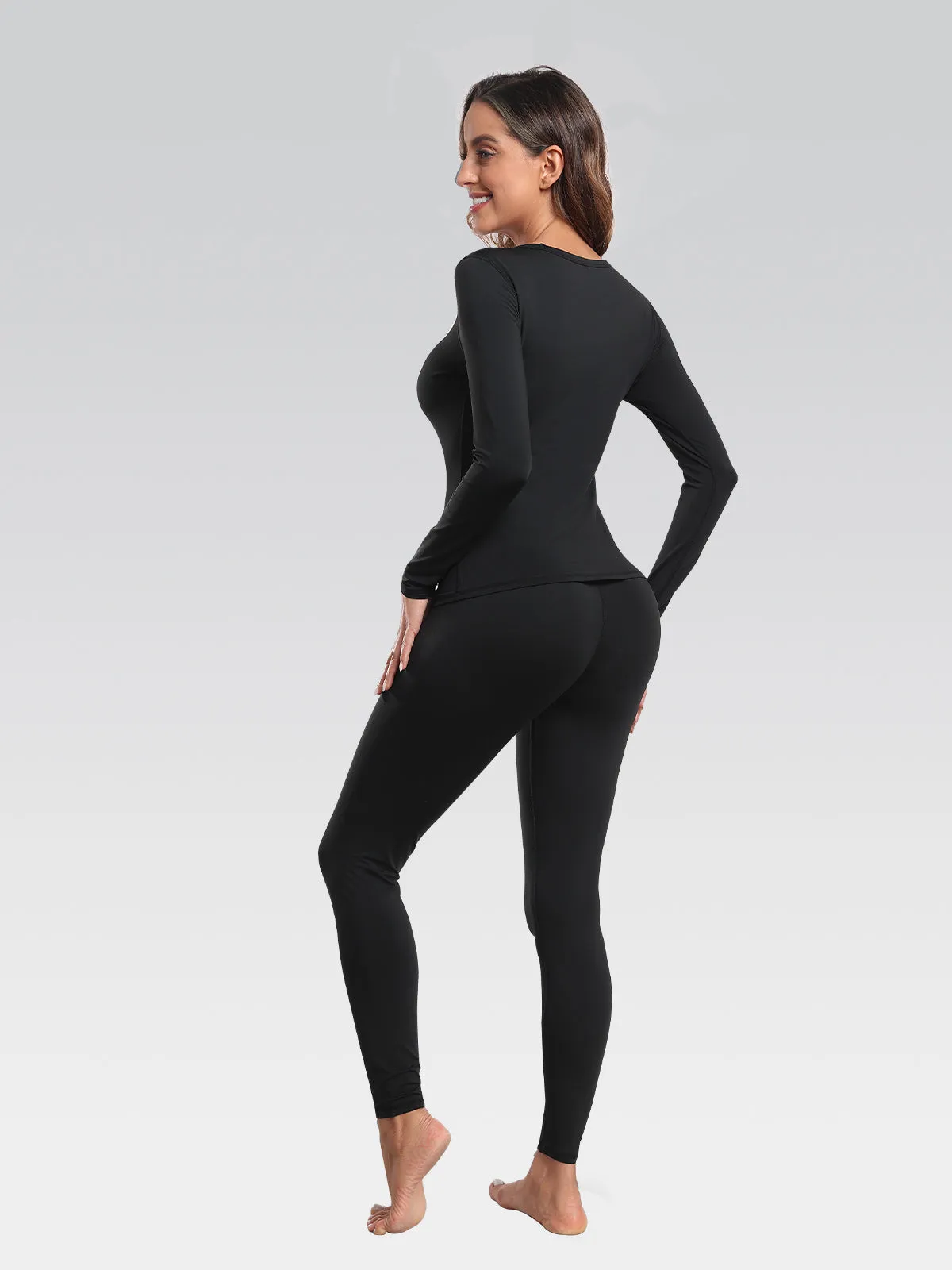 Women's Thermal Underwear Long Johns Base Layer Set Scoop Neck
