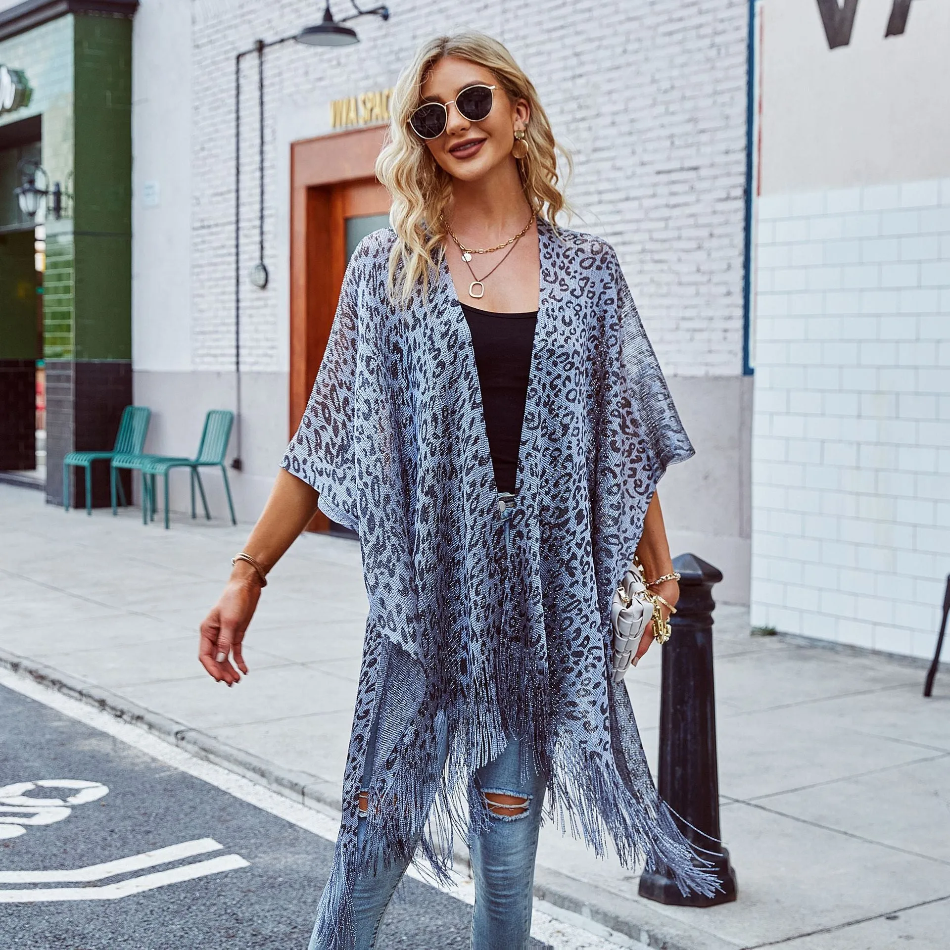 Women's Tops Leopard Loose Tassels Coverups Beach