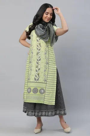 Yellow Printed Kurta, Culottes & Dupatta Set