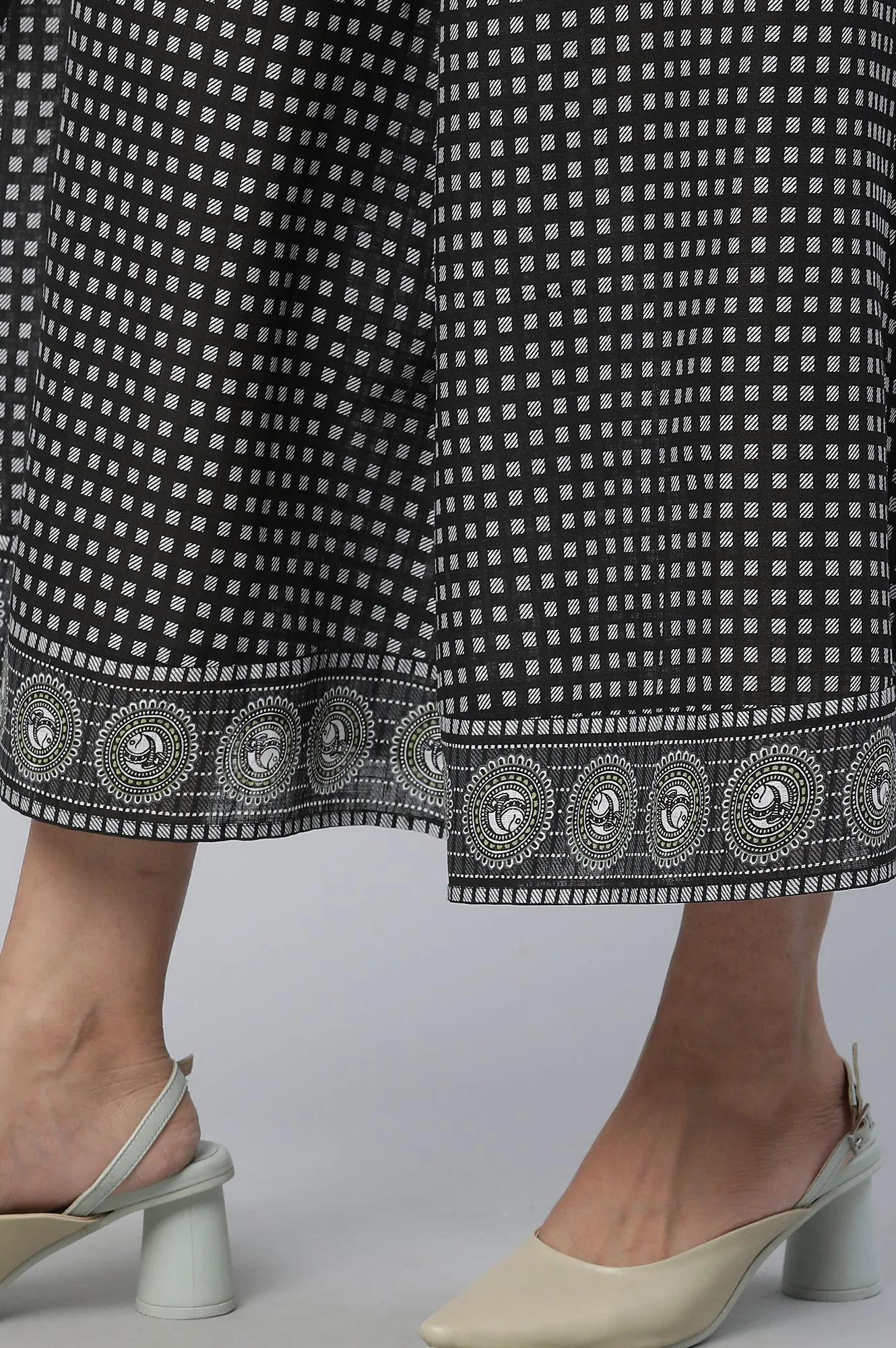 Yellow Printed Kurta, Culottes & Dupatta Set