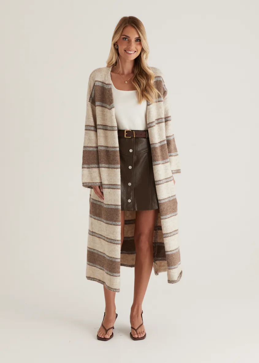 Yourta Cardigan - Brown Stripe