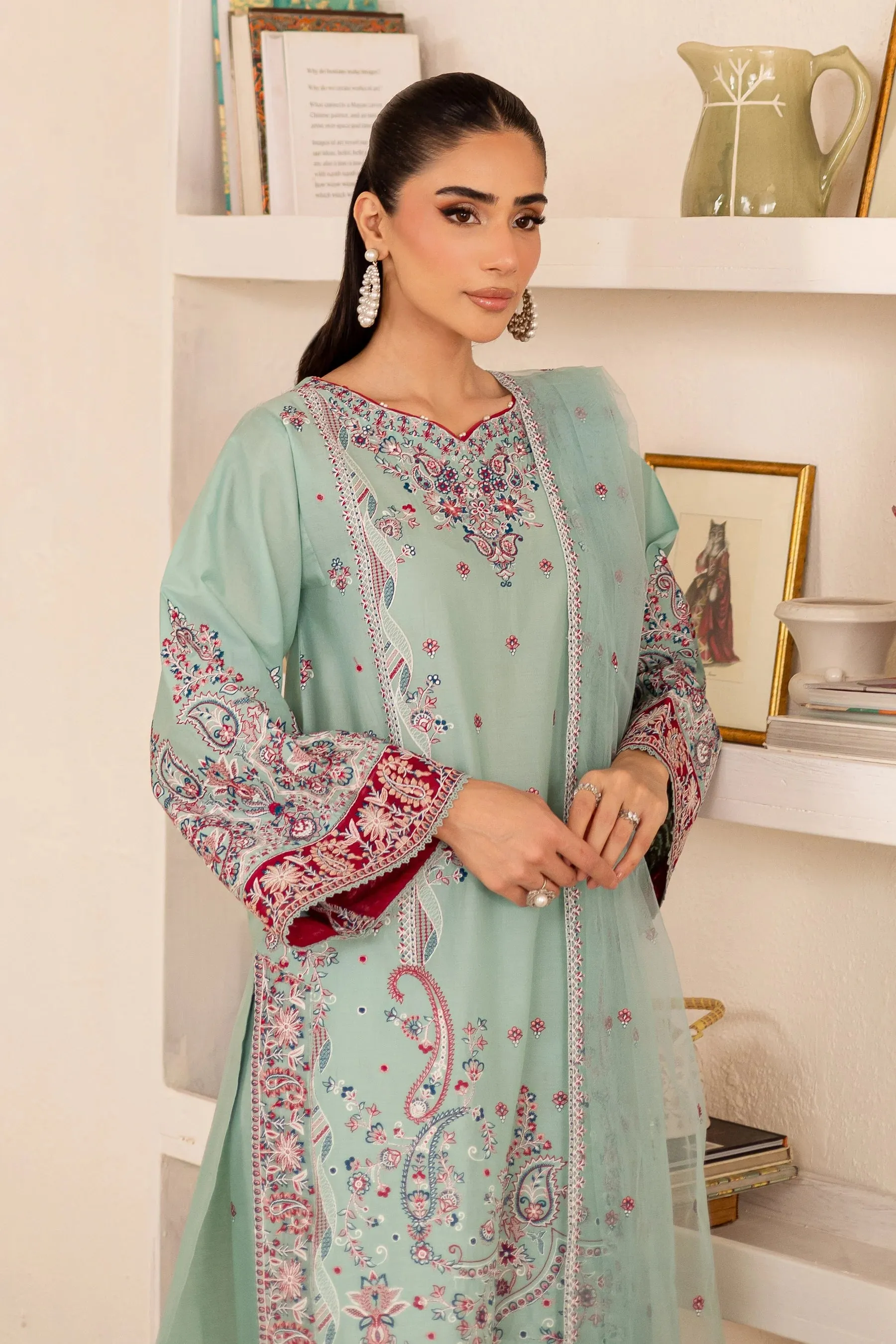 Zen 3Pc - Embroidered Solid Dress