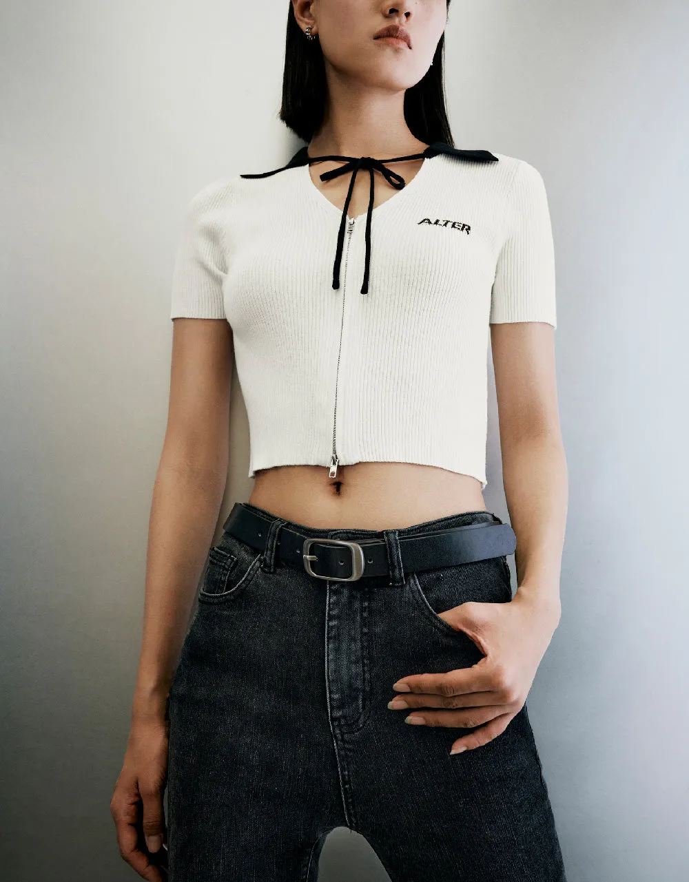 Zipper Front Knitted Cardigan