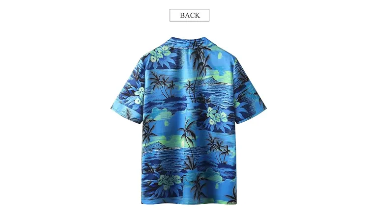 ZXZY Women Cute Hawaiian Shirt Lapel V Neck Short Sleeve Top Loose, A-Blue, M